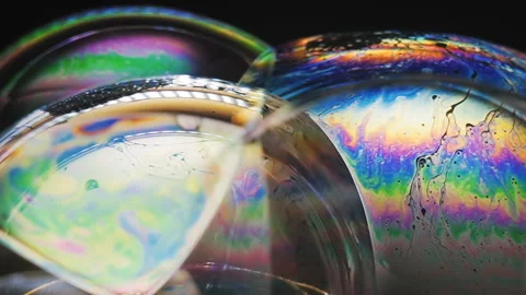 Diffraction and interference of light through soap bubbles . Slow motion macro Stock-Footage 102715309
