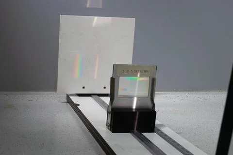 Diffraction experiment with rainbow colors Stock Photos