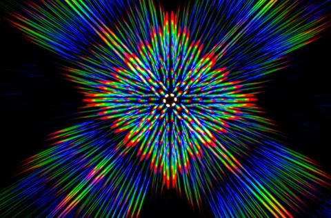 Diffraction of light from the LED array on the crossed diffraction gratings Foto stock