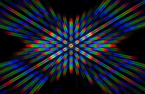 Diffraction of light from the LED array by the grating Foto stock