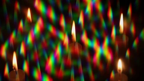 Diffraction pattern of light from a candle, including several diffraction orders Stock Footage 120826695