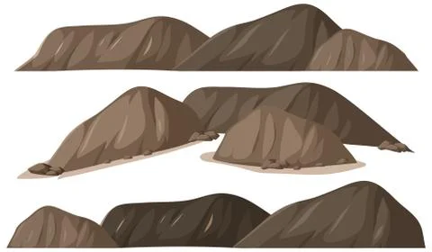Diffrent shapes of rocks on white background Illustrazione stock