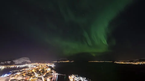 Diffuse aurora over the city Stock Footage 251340206