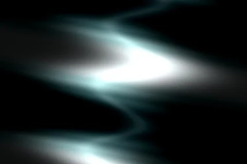 Diffuse cyan and white light streaks drift across a black background, creat.. Иллюстрация
