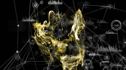 Diffuse golden particles materializing transforming pulsing scattering while Stock Footage 327714971