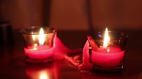 Diffuse light from candles, standing on the table Stock Footage 70099296