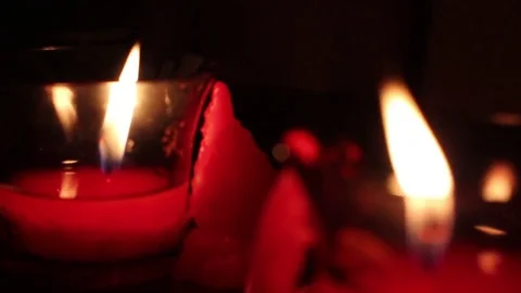 Diffuse light from candles, standing on the table Stock Footage 70112384