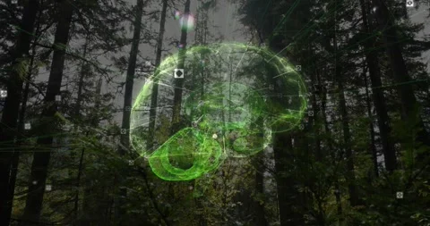 Diffuse light initiating neon 3D brain fading, rotating, visualizing nodes and Stock Footage 329701229