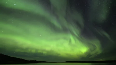 Diffuse northern Lights with lights bands Stock Footage 250294895