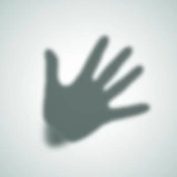 Diffuse Palm Hand Silhouette Shadow Abstract Vector Image. Blurry Hand Print on Stock Illustration
