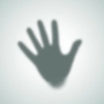 Diffuse Right Palm Hand Silhouette Shadow Abstract Vector Image. Blurry Hand Stock Illustration