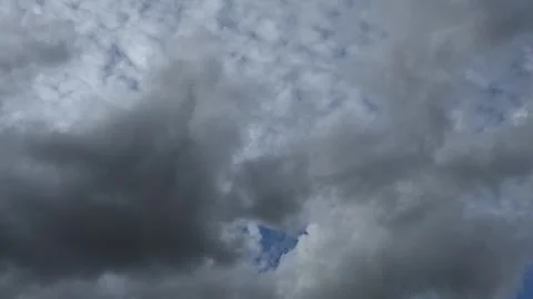 Diffuse white summer clouds move across the blue sky in this time lapse. The sky Stock Footage 335215110