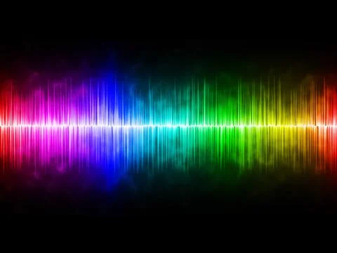 Diffusely Rainbow Soundwave with Black Background Stock Illustration