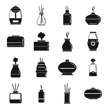 Diffuser aroma icons set, simple style 스톡 일러스트