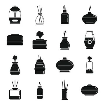 Diffuser aroma icons set, simple style Stock Illustration