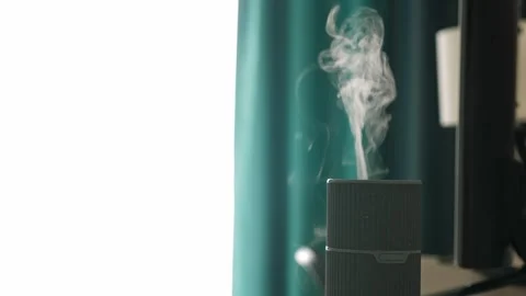 Diffuser diffusing steam in apartment room Video stock 256531499