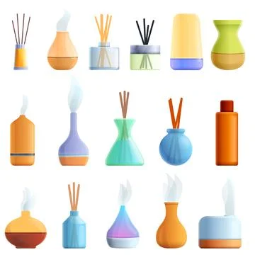 Diffuser icons set, cartoon style Stock Illustration