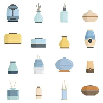 Diffuser icons set flat vector isolated Stock Illustration