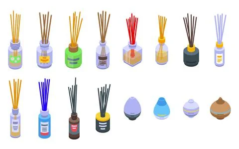 Diffuser icons set, isometric style Stock Illustration