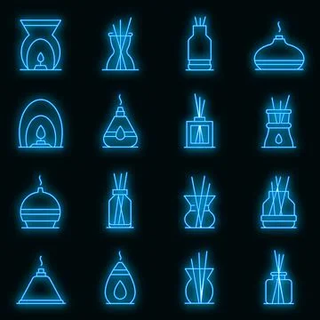 Diffuser icons set vector neon イラスト素材