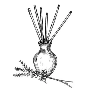 Diffuser with Lavender Vector illustration. Drawing of refresher with floral Stock Illustration