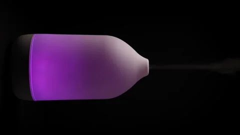 Diffuser with purple light diffusing steam on black background. . Vertical Video stock 254128549