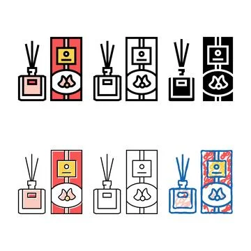Diffuser sticks bottle perfume color series icon vector Stock Illustration