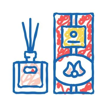 Diffuser sticks bottle perfume icon doodle illustration Illustrazione stock