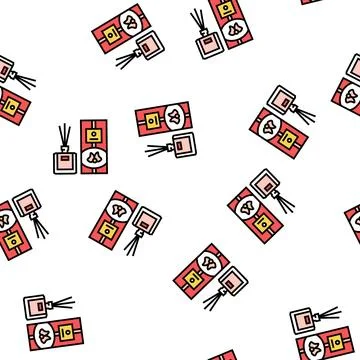 Diffuser sticks bottle perfume vector seamless pattern Illustrazione stock