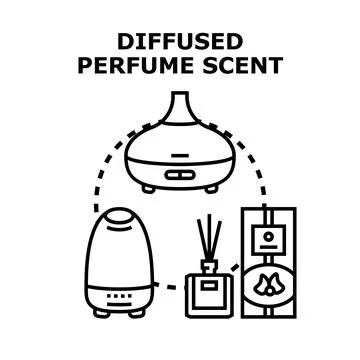 Diffusing perfume scents for aromatherapy and home aromatization Stock Illustration