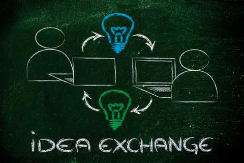 Diffusion and exchange of ideas through the internet Stock Illustration