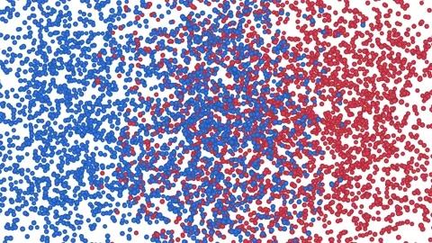 Diffusion. The mutual penetration of the molecules of one substance between t Stock Footage 166693673