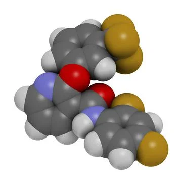 Diflufenican herbicide molecule. 3D rendering. Stock-Illustration