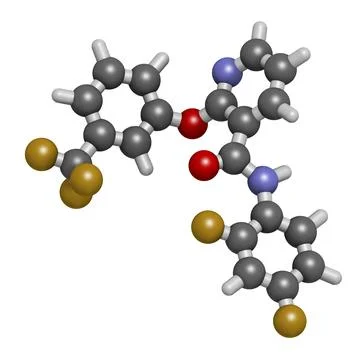 Diflufenican herbicide molecule. 3D rendering. Stock-Illustration