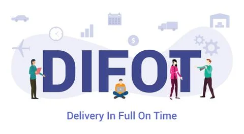 Difot delivery in full on time concept with big word or text and team people  Stock Illustration