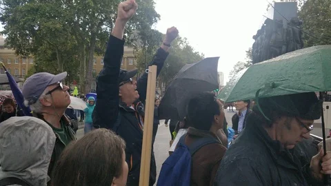 Dig the ditch!' Protesters marching against Brexit deal Stock Footage 118276631