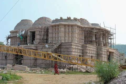 Digambara Jain Temple under construction in Parasnath/Jharkand/India. Stock Photos