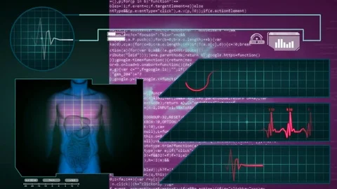 Digestion - Interface - medical screen - graphics - purple Stock Footage