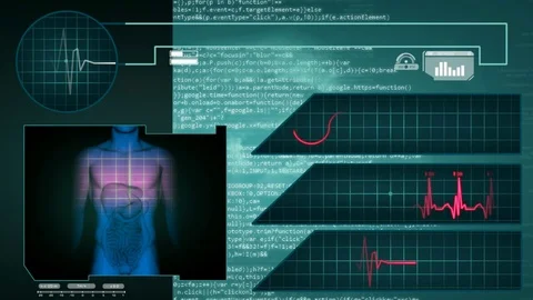 Digestion - Interface - medical screen - graphics - blue Stock Footage