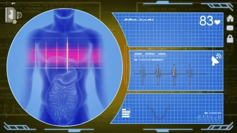 Digestion - Interface - medical screen - yellow Stock Footage