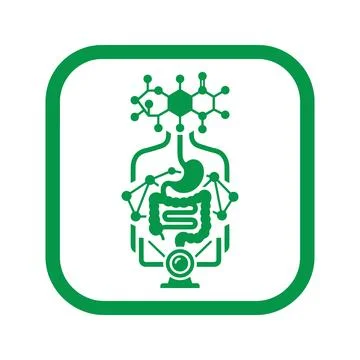 Digestion science lab vector icon inside green frame. Stock Illustration