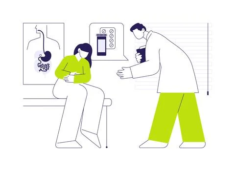 Digestive issues treatment abstract concept vector illustration. Stock Illustration