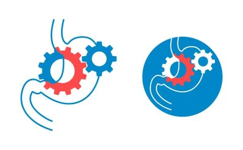 Digestive laxative system with gear box mechanism Stock Illustration