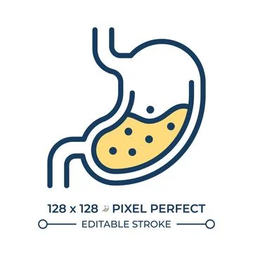 Digestive system care pixel perfect line color icon Stock Illustration