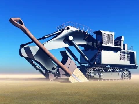 Digger and Spade Stock Illustration