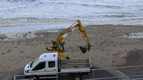 Digger on the beach Stock-Footage 295078381
