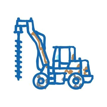 Digger construction car vehicle icon doodle illustration Stock Illustration