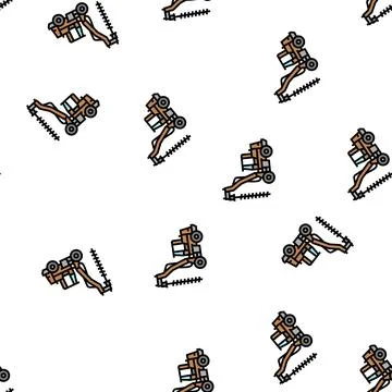 Digger construction car vehicle vector seamless pattern Stock Illustration
