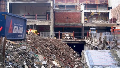 Digger in demolition site Stock Footage 94211798