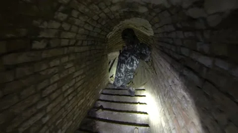 Digger discend into the old Turkish basement. Video stock 58183194